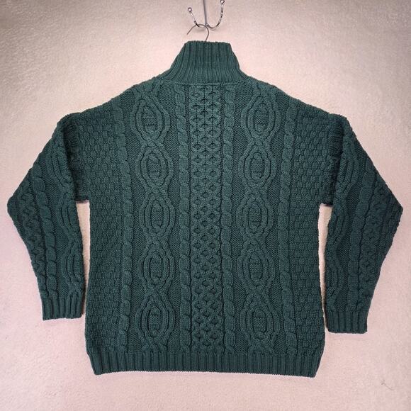 Aran Crafts Cardigan Sweater Womens M Full Zip Merino Wool Cable Knit Fisherman - Picture 6 of 10